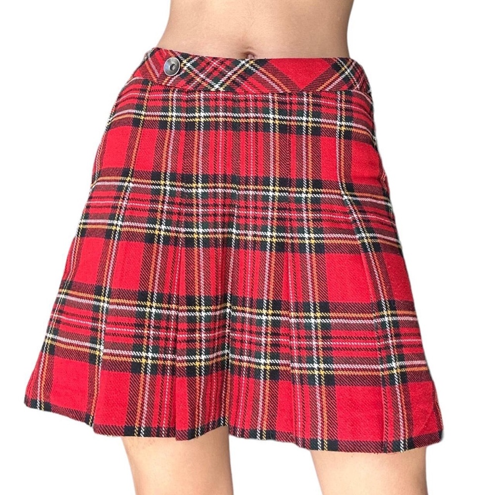Vintage pleated school girl plaid skirt